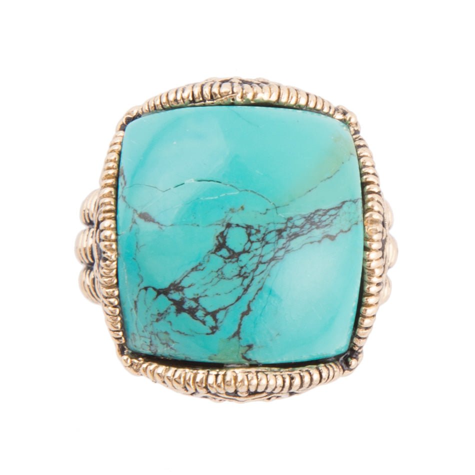 Blue Turquoise Golden Chunky Ring