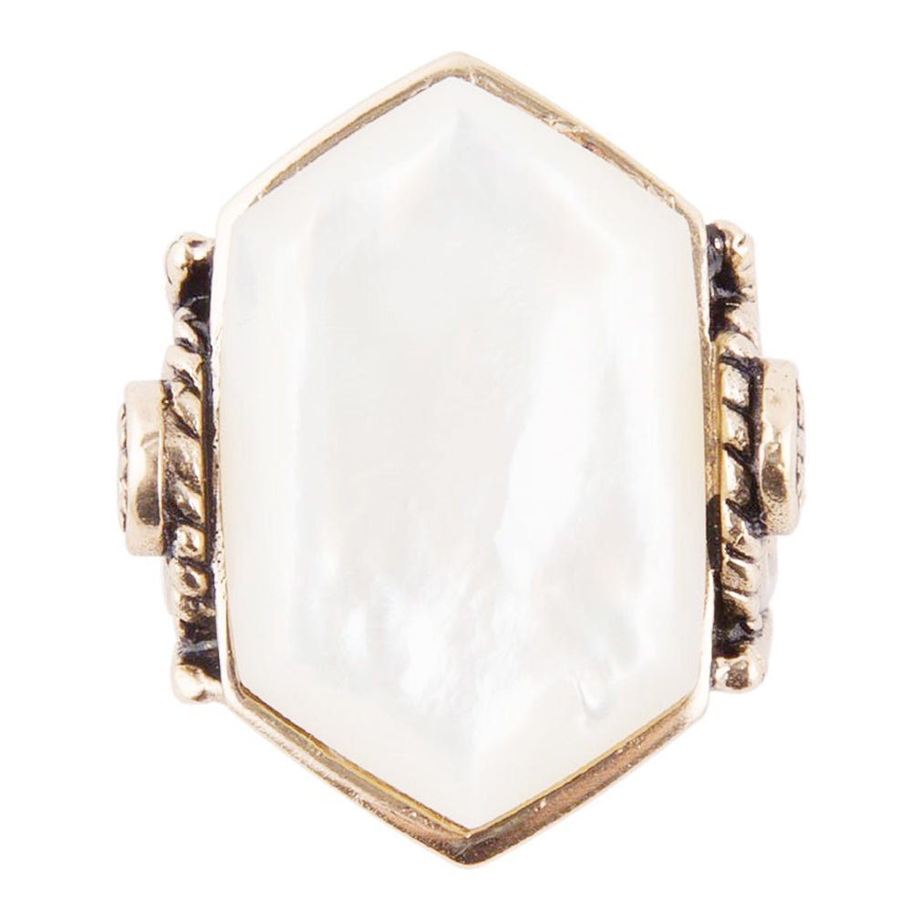 Golden Bronze White Mother of Pearl Ring