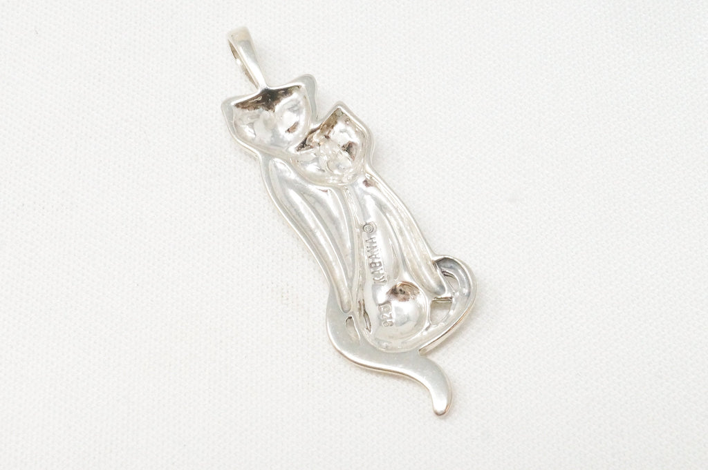 Vintage Designer KABANA Kittens Cats Sterling Silver Necklace Pendant