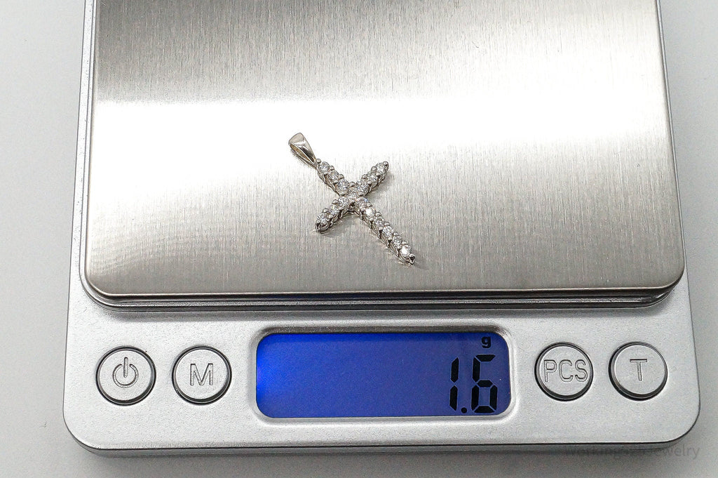 Vintage Designer Avon Cubic Zirconia Cross Sterling Silver Pendant