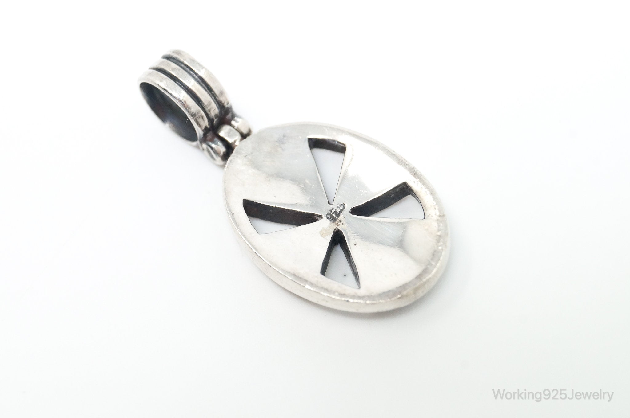 Vintage Native American Unsigned Coral Lapis Lazuli Sterling Silver Pendant