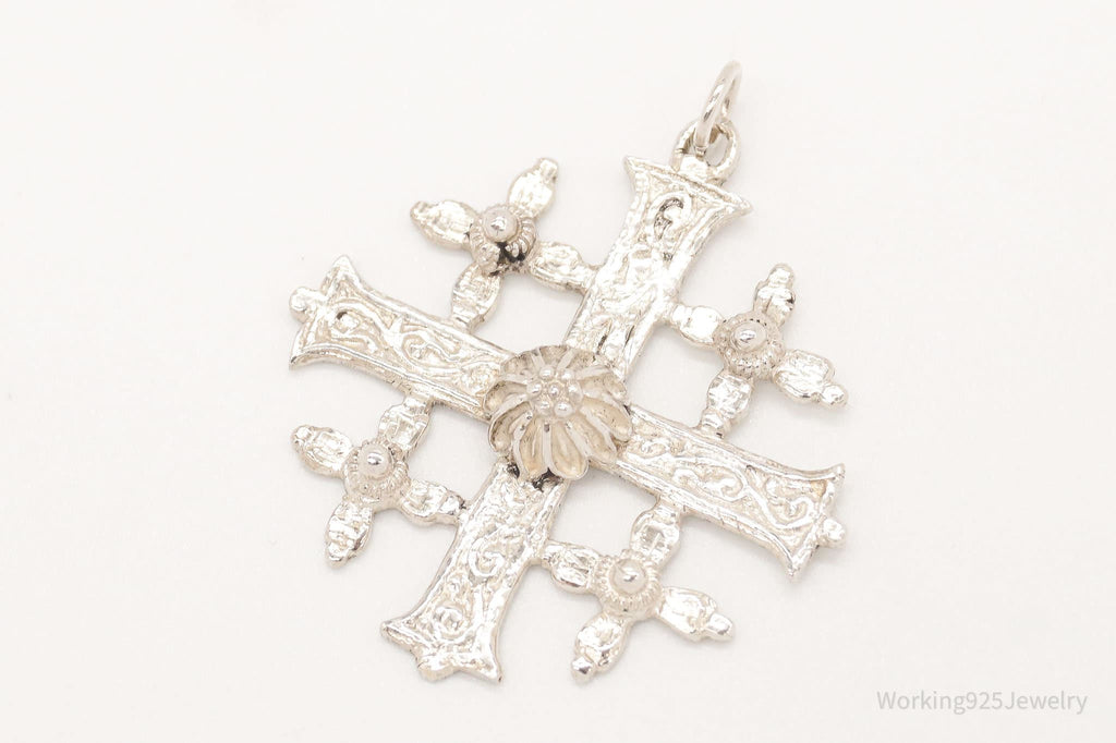 Vintage Large Jerusalem Cross 800 Silver Pendant