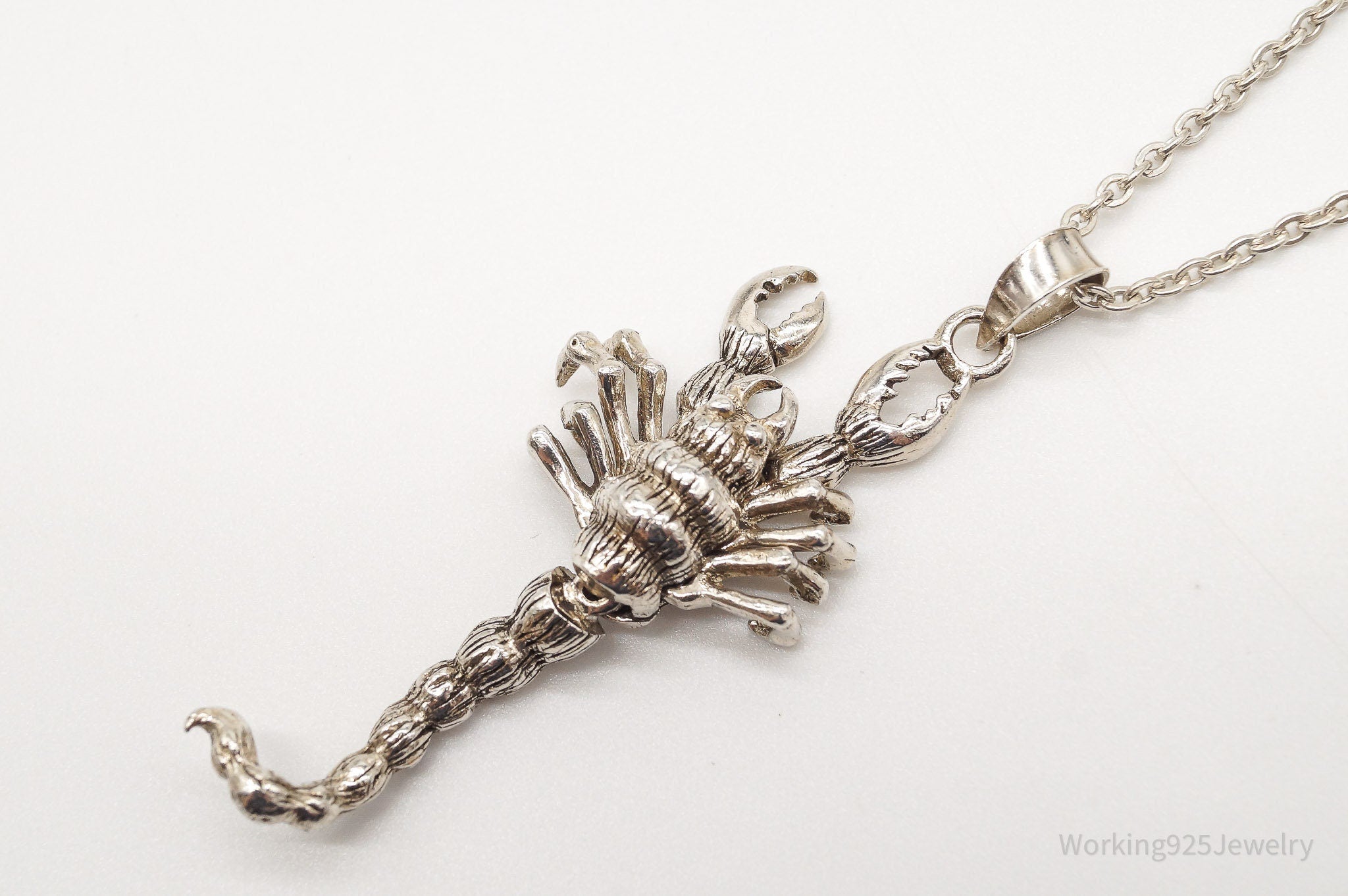 Vintage Moving Scorpion Sterling Silver Necklace