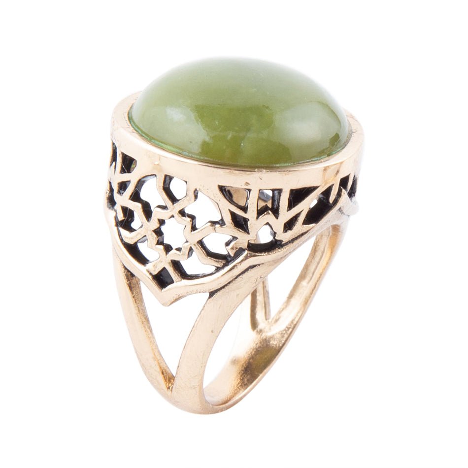 Green Canadian Jade Golden Statement Ring