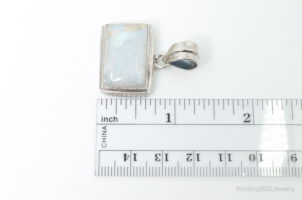 Vintage Large Moonstone Sterling Silver Necklace Pendant