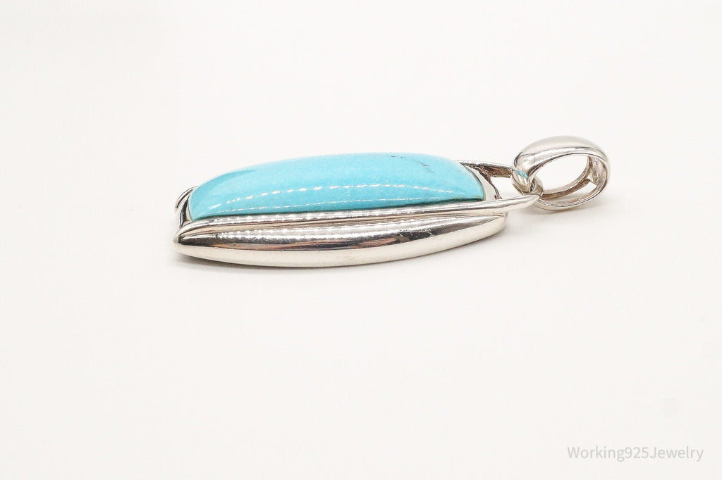 Large Designer SX Turquoise Sterling Silver Pendant