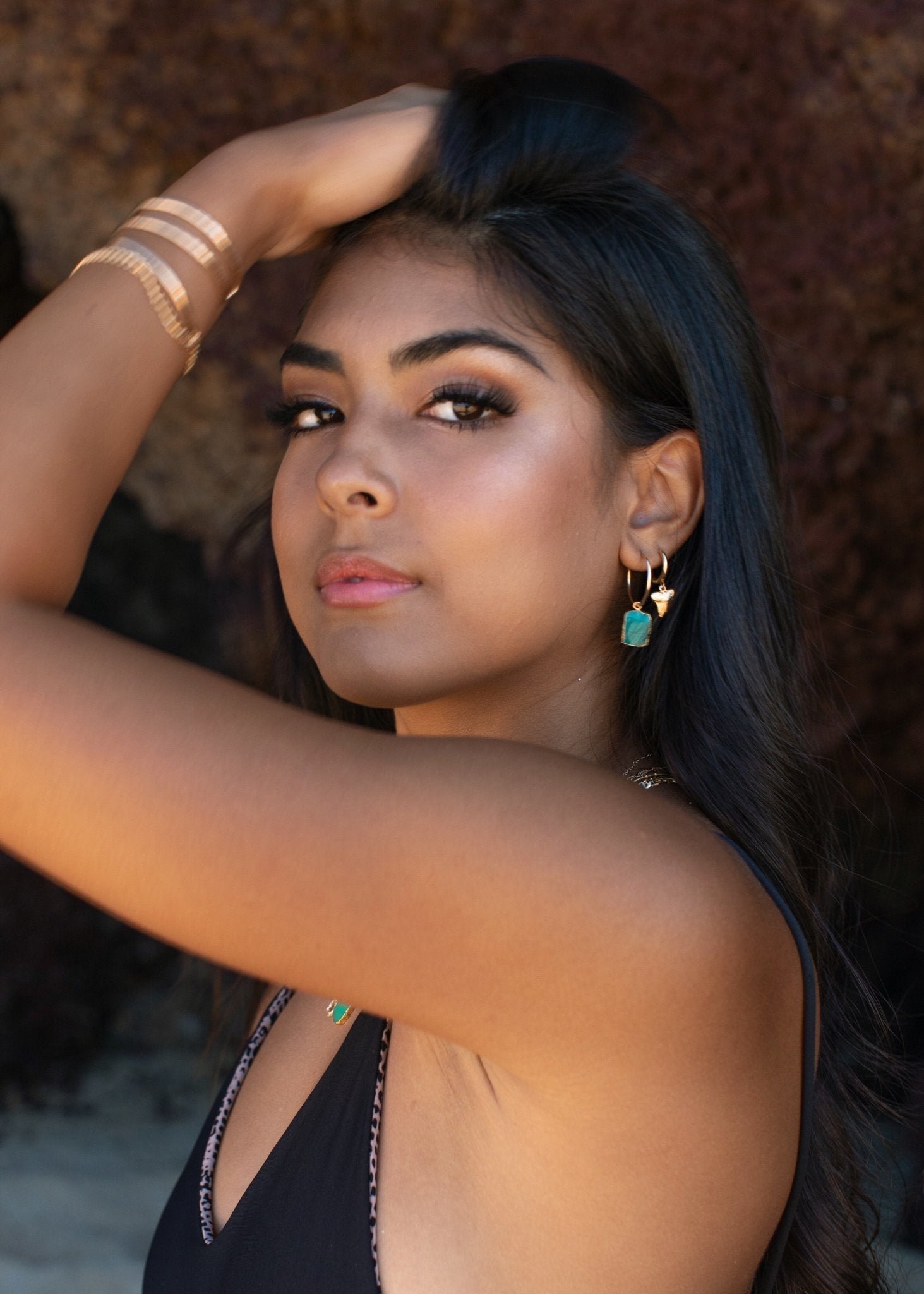 Chrysoprase Gold Medium Hoop Earrings - Anuhea