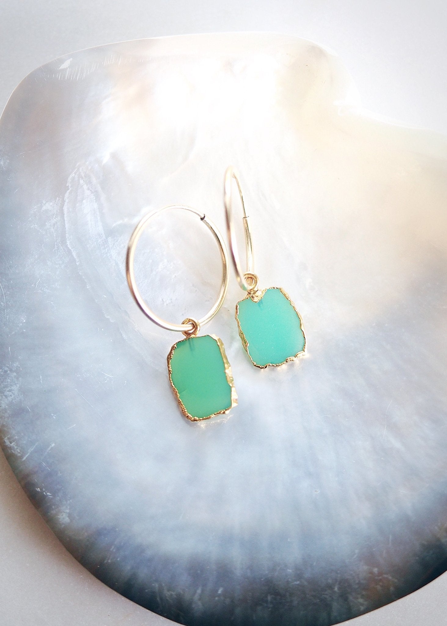 Chrysoprase Gold Medium Hoop Earrings - Anuhea