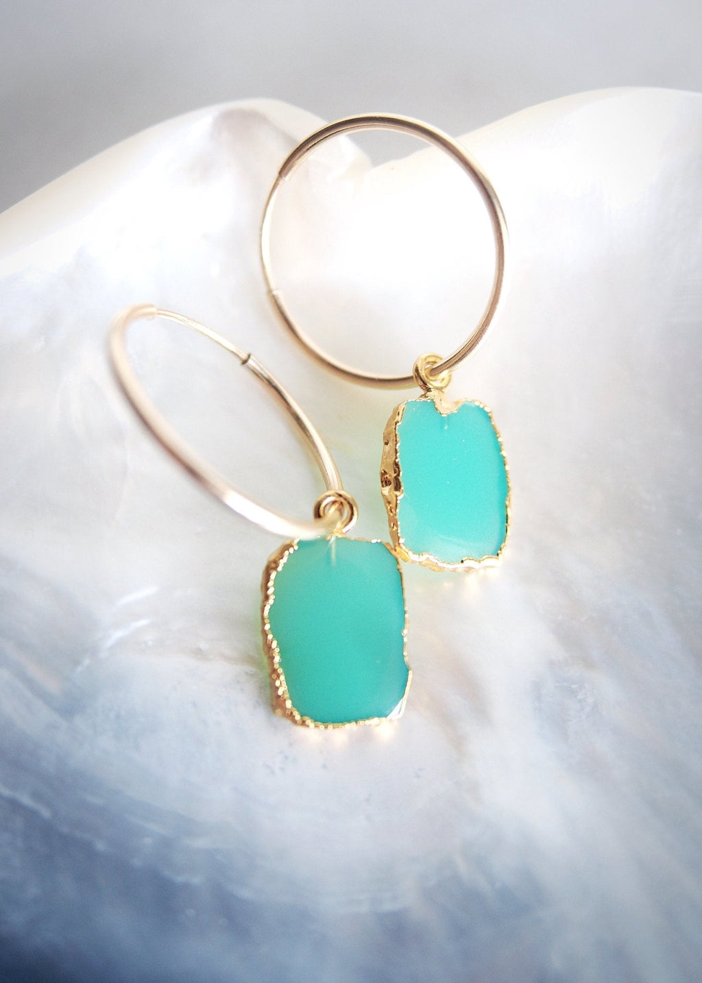 Chrysoprase Gold Medium Hoop Earrings - Anuhea