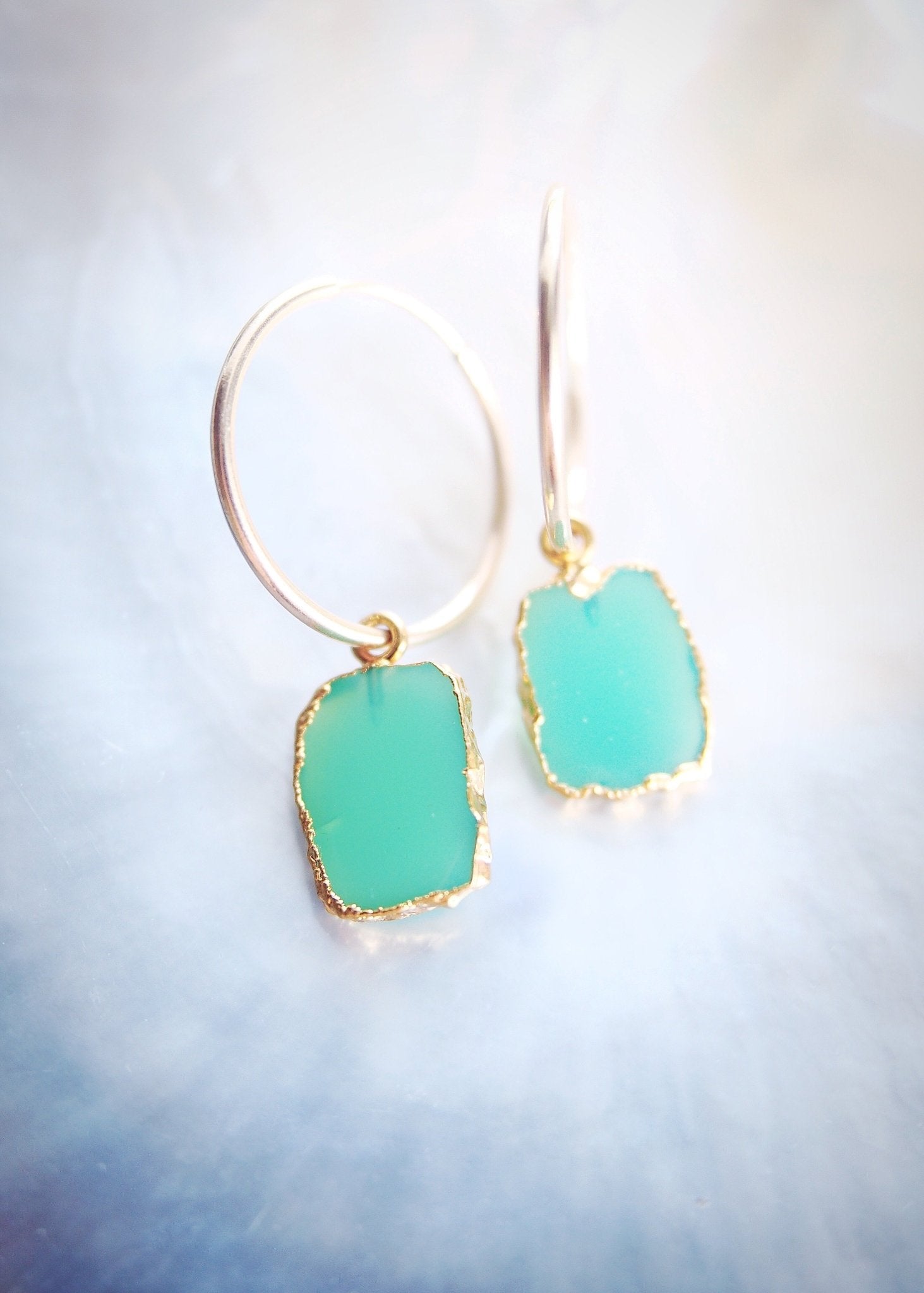 Chrysoprase Gold Medium Hoop Earrings - Anuhea