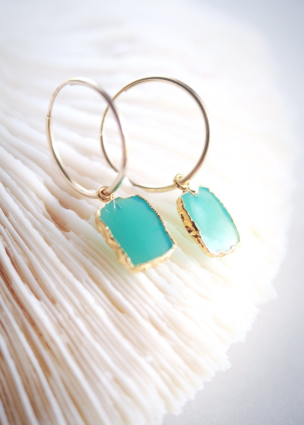 Chrysoprase Gold Medium Hoop Earrings - Anuhea