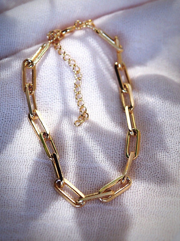 Sale - Chunky Gold Paperclip Chain Anklet - Hie