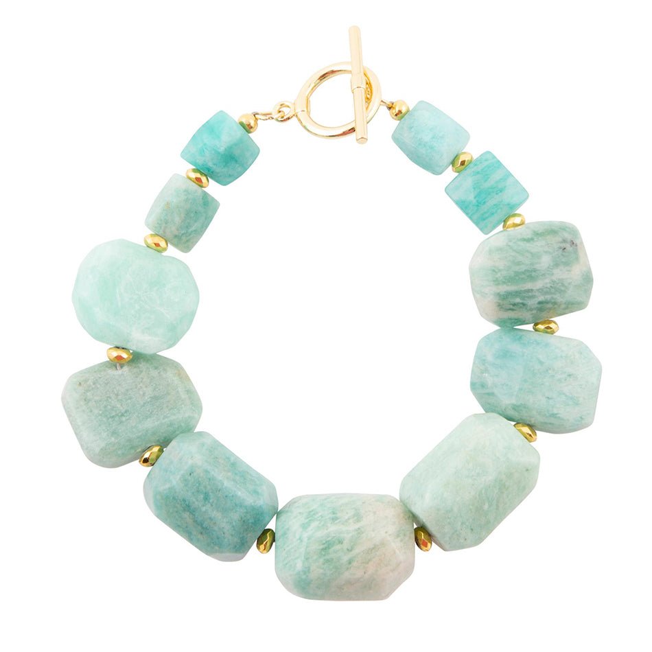 Chunky Green Amazonite Golden Toggle Bracelet