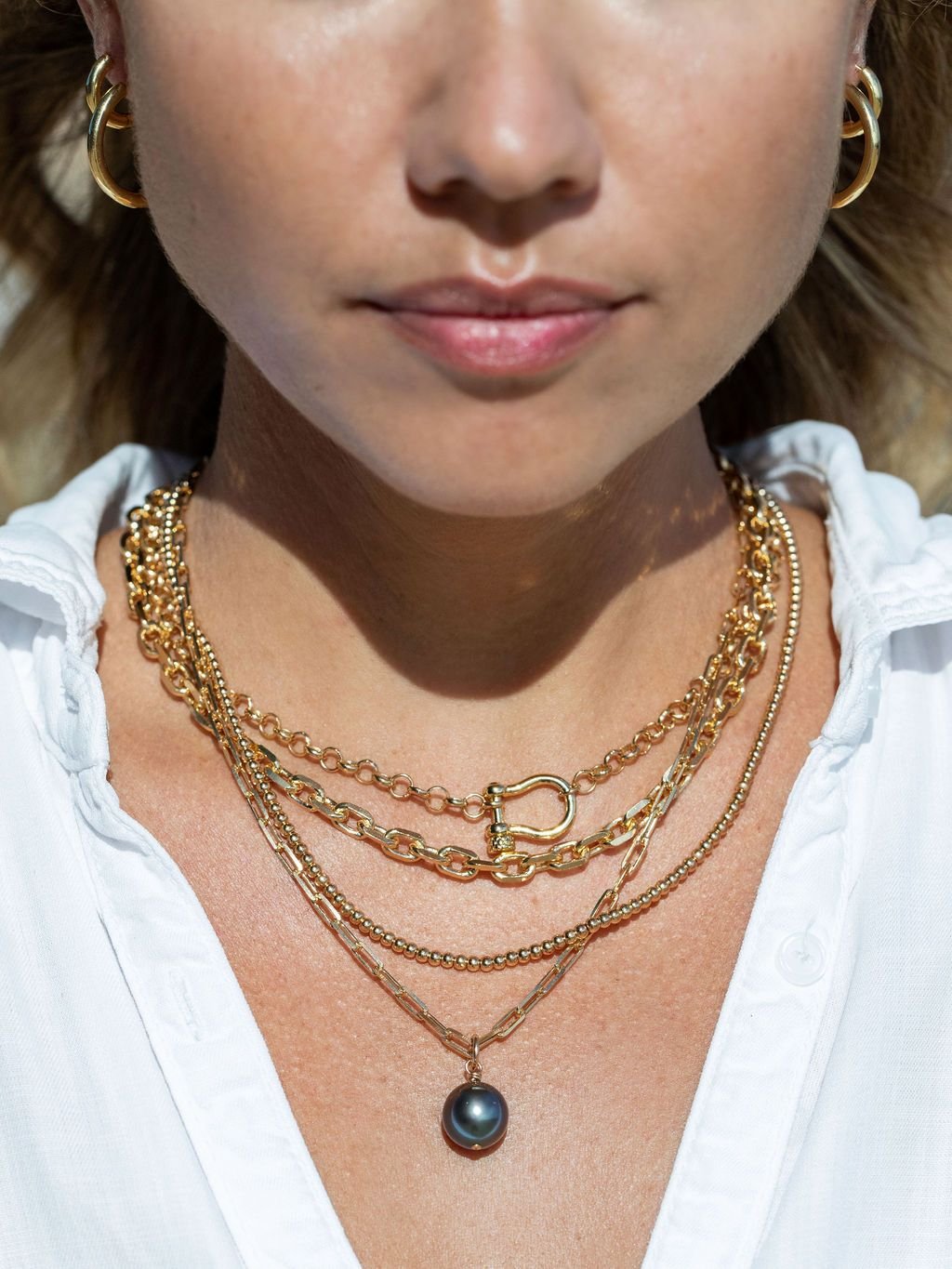 Sale - Chunky Paperclip Link Gold Chain Necklace - Nāwai