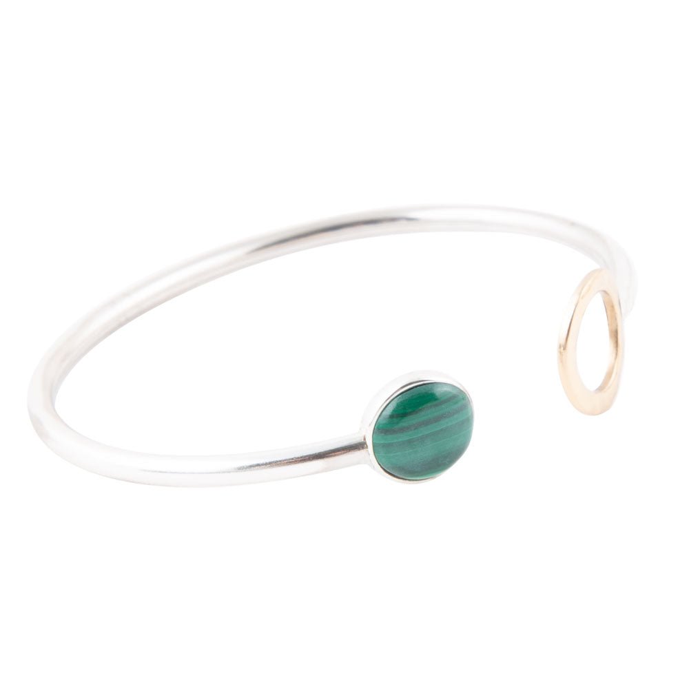 Circle Two Toned Green Malachite Cuff Bracelet