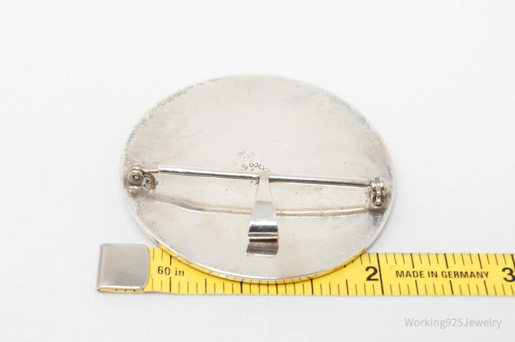 Vintage Taxco POM Mexican Brass Abstract Sterling Silver Brooch Pin Pendant