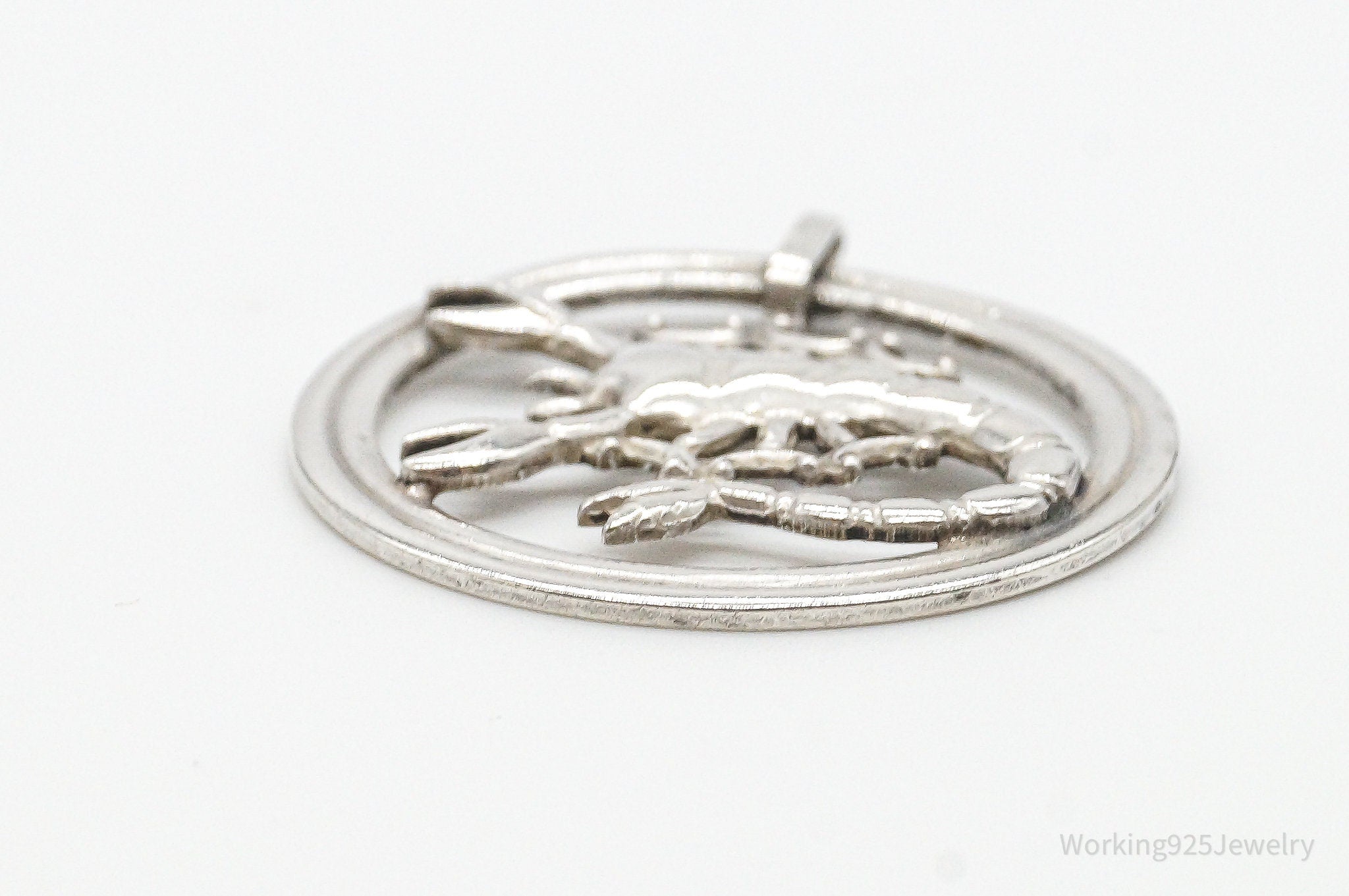 Large Vintage Designer Van Dell Scorpion Scorpio Sterling Silver Pendant