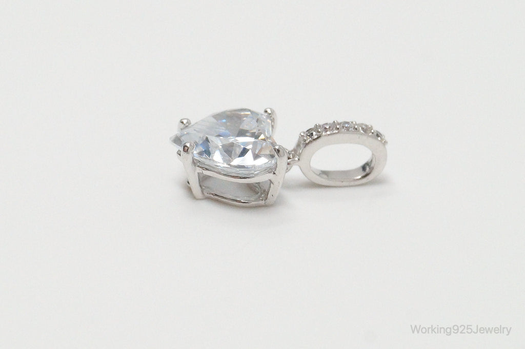 Vintage Heart Cubic Zirconia Sterling Silver Necklace Pendant