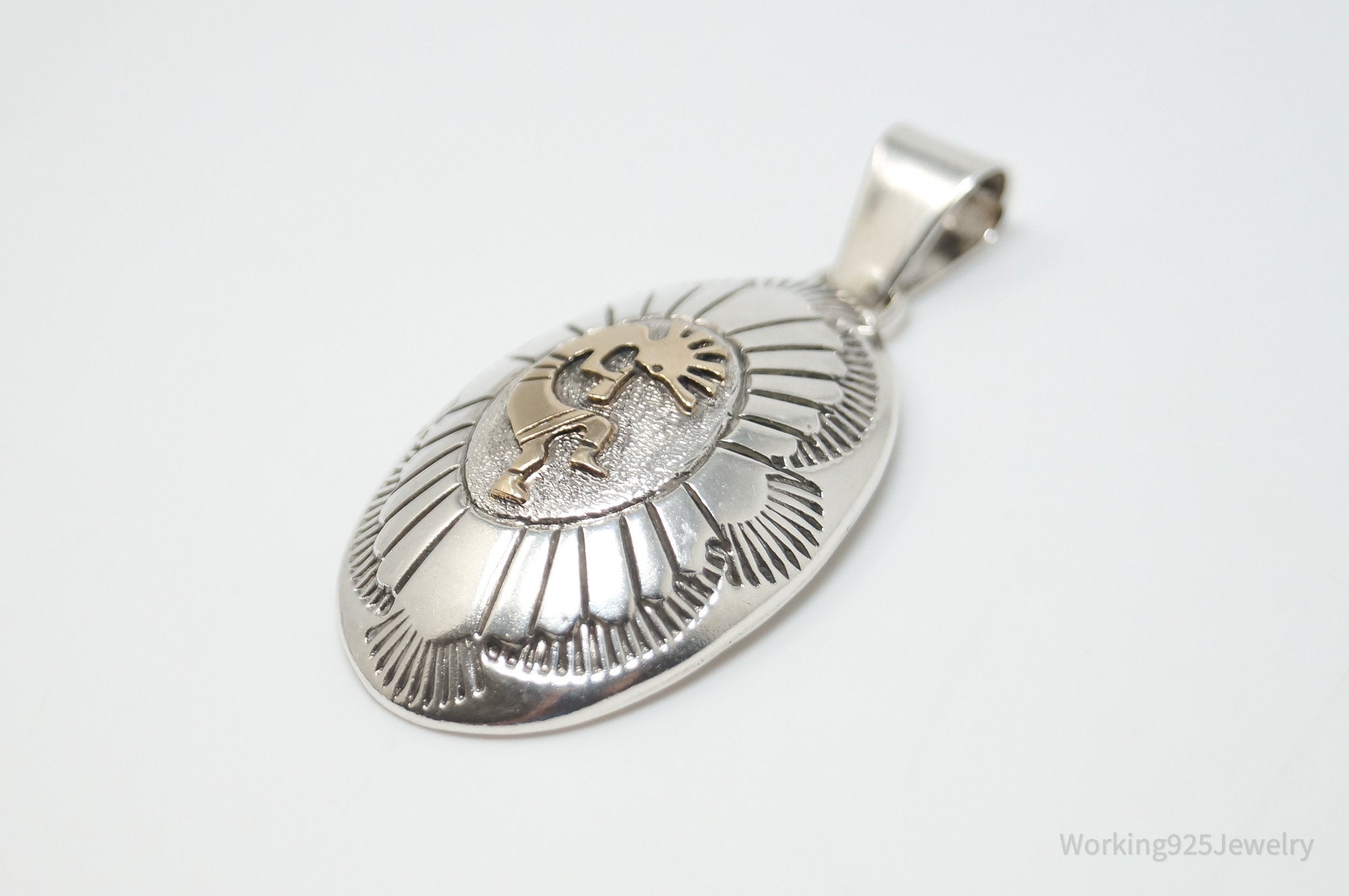 Vintage Handmade Native American Sampson Gray 14K Gold Sterling Silver Pendant