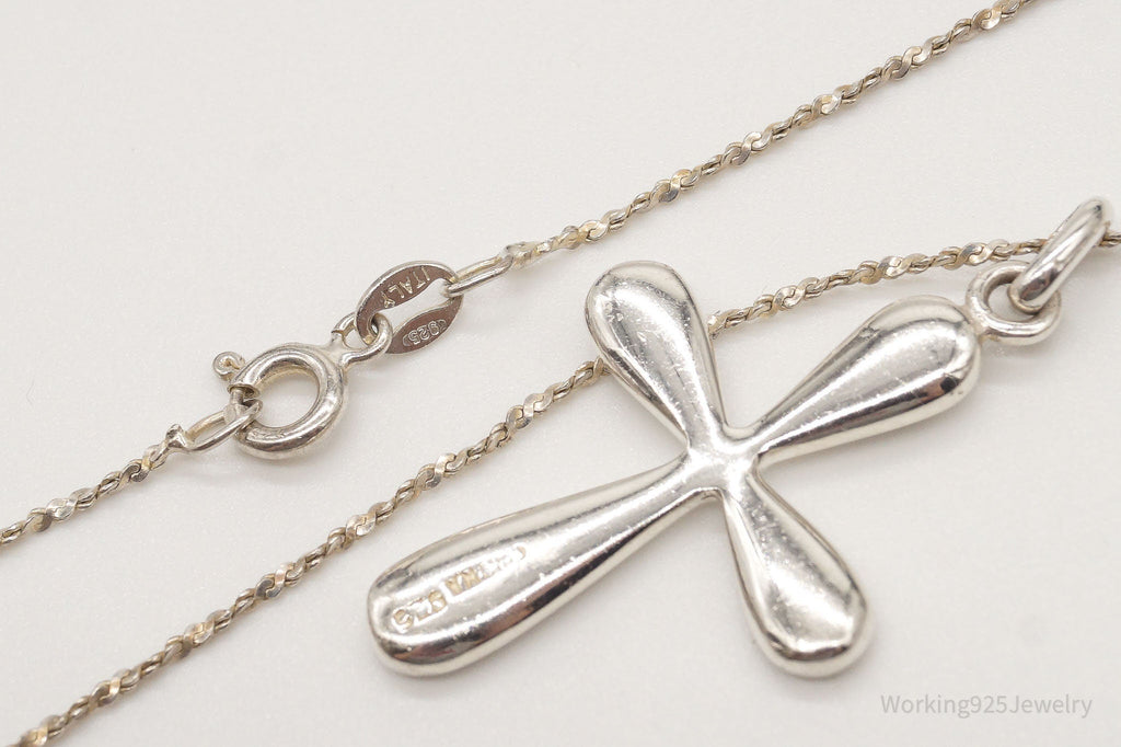 Vintage Designer Boma Cross Sterling Silver Necklace