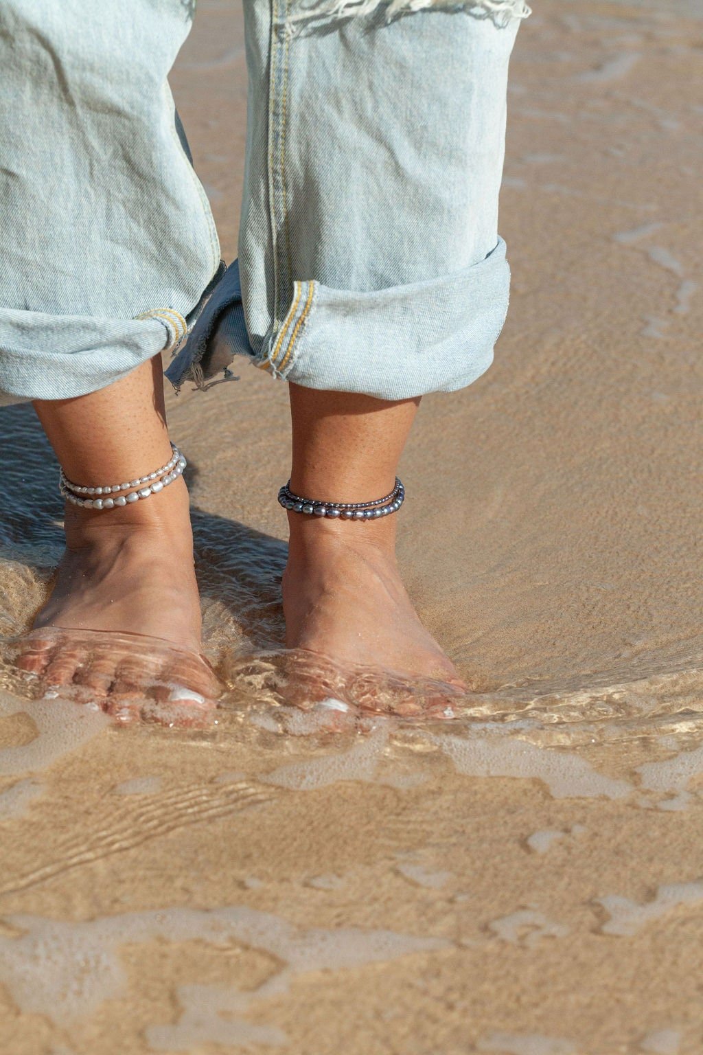 Dainty Gray Pearl Anklet - Maile