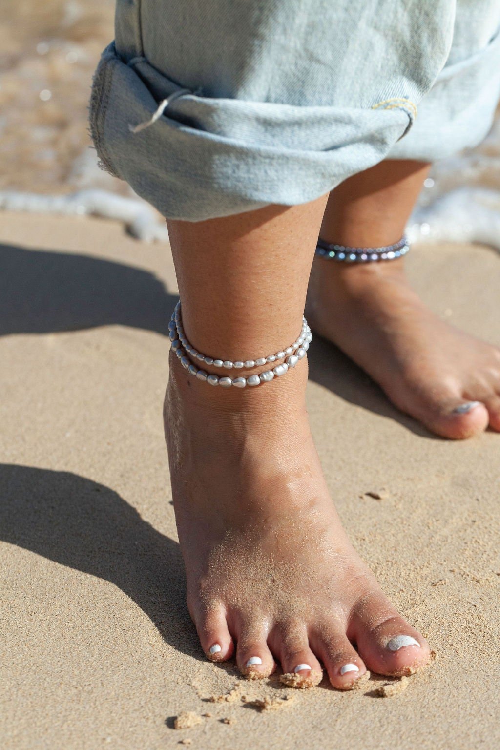 Dainty Gray Pearl Anklet - Maile