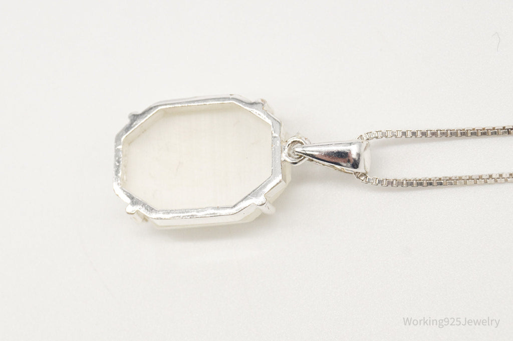 Vintage Art Deco Style Mother of Pearl Sterling Silver Necklace