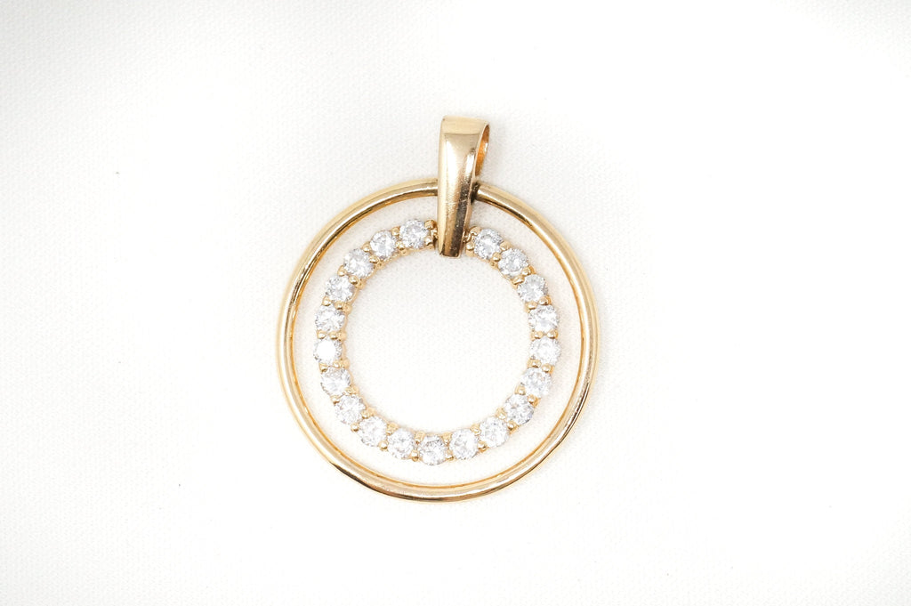 Vtg Designer FAS Gold Vermeil Cubic Zirconia Sterling Silver Necklace Pendant