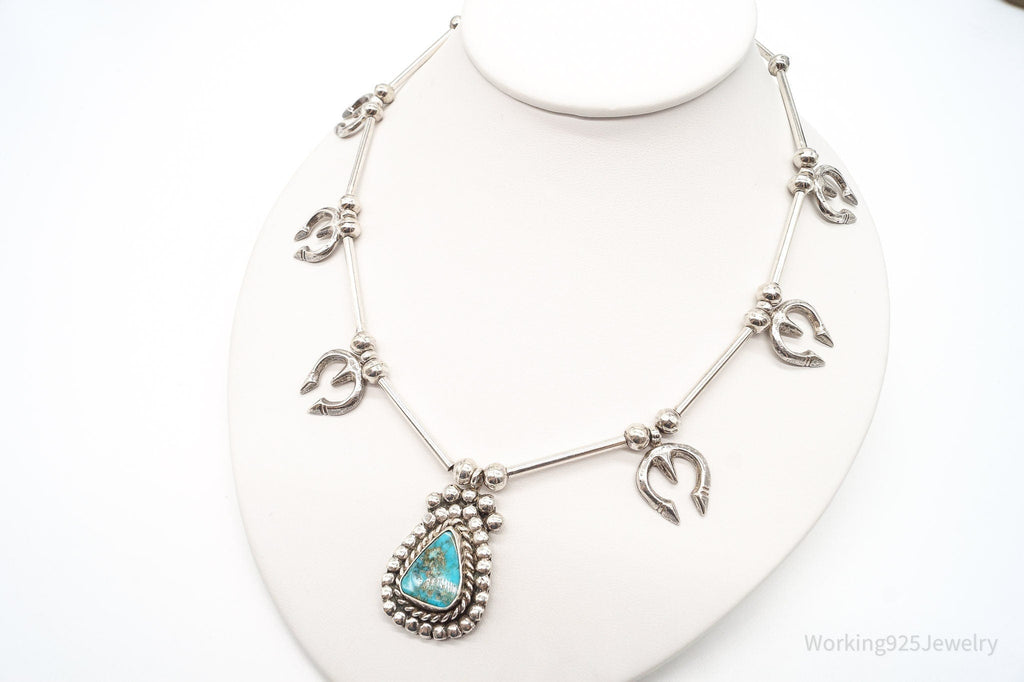 Vintage Native American Turquoise Silver Necklace