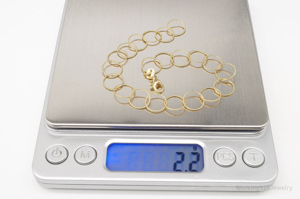 Vintage Danecraft Circle Chain Link Gold Vermeil Sterling Silver Bracelet