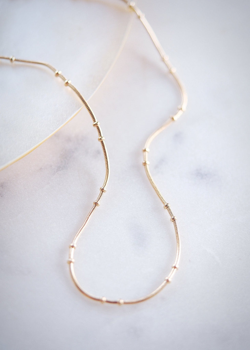 Delicate Twin Dot Gold Snake Chain Necklace - Kalili