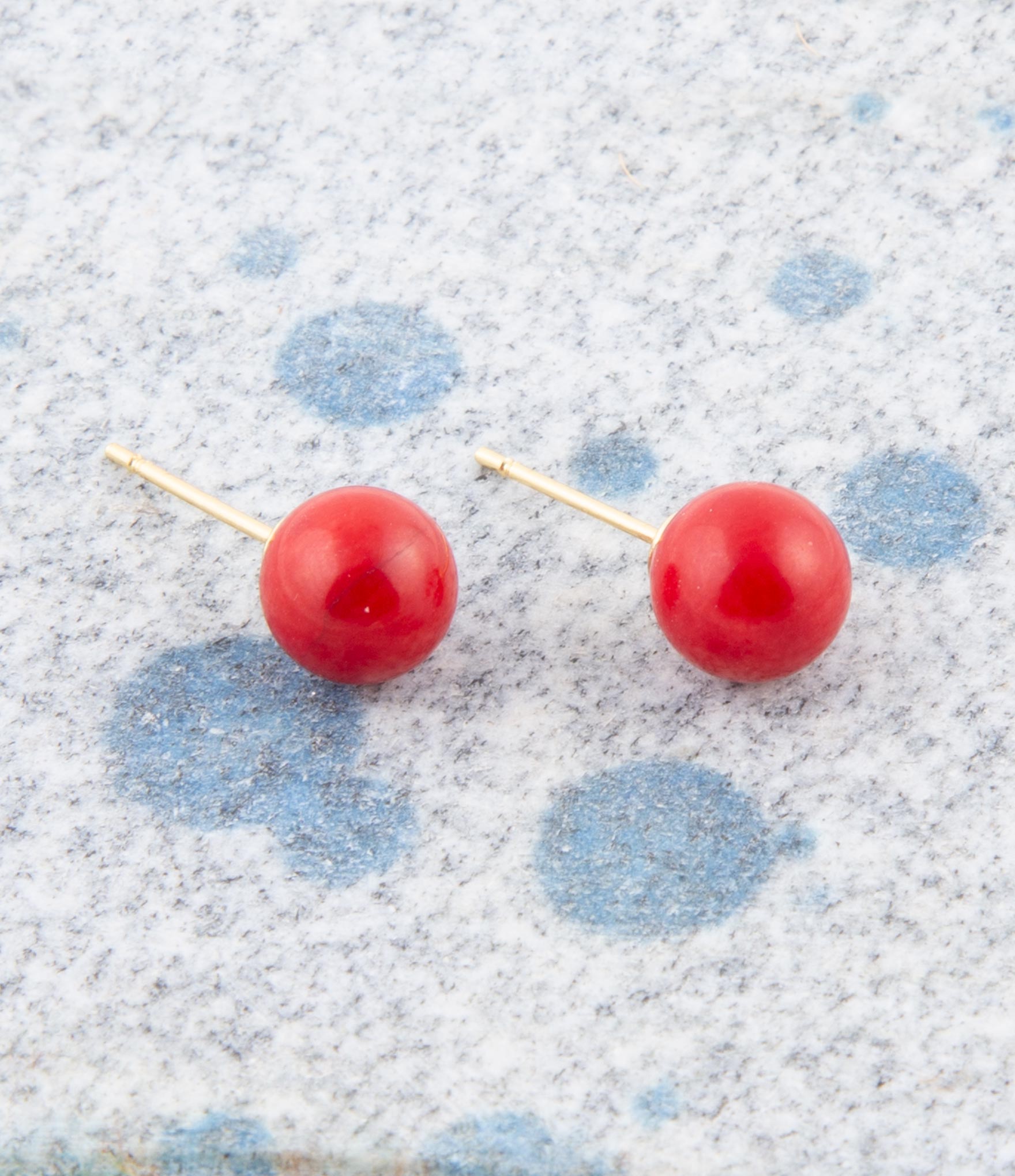 Dot of Red Coral Stud Earrings