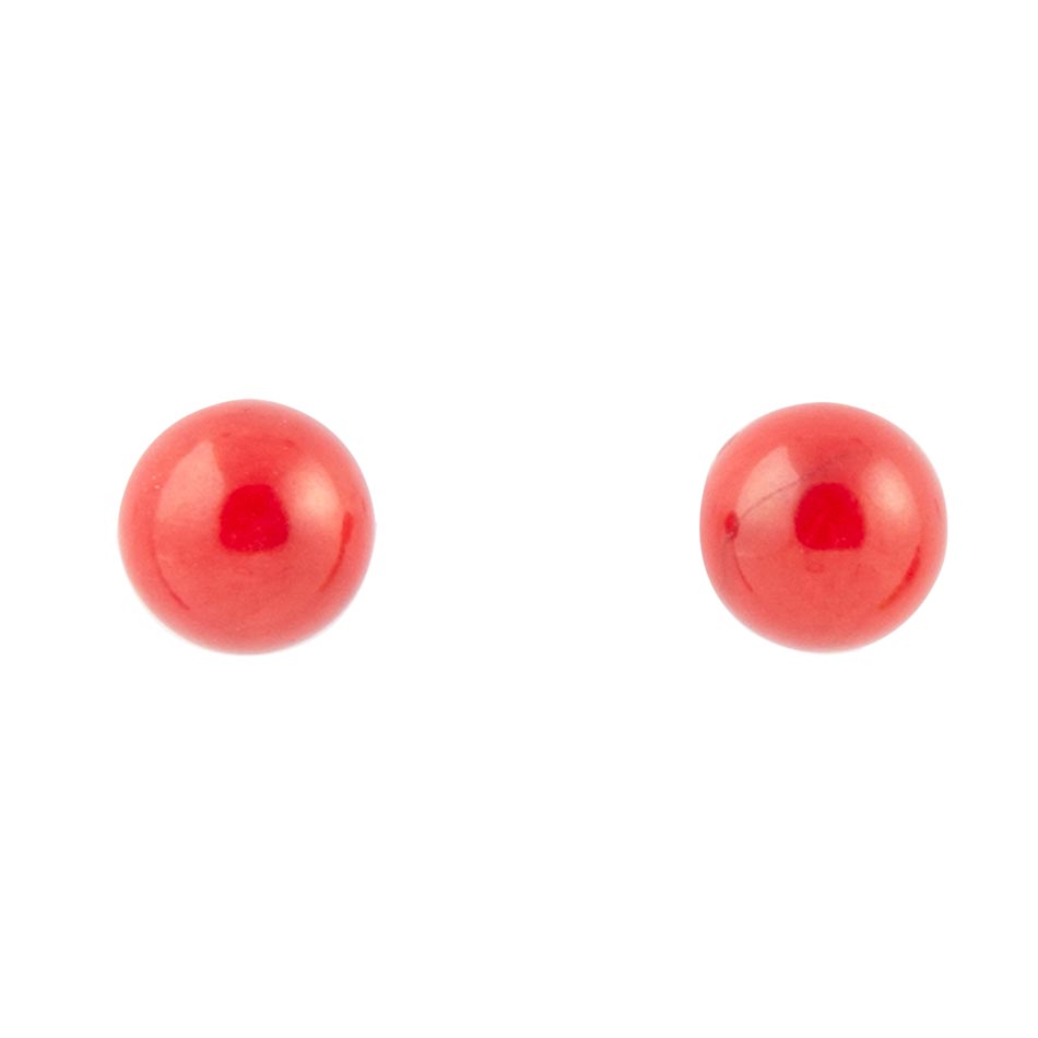 Dot of Red Coral Stud Earrings