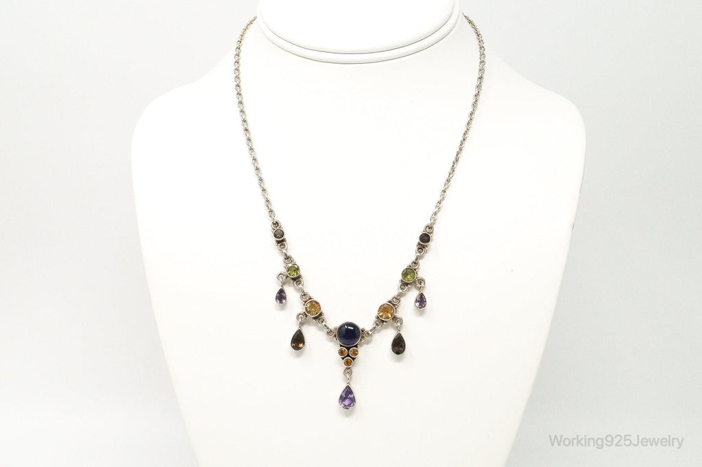 Vintage Designer Nicky Butler Multi Gem Sterling Silver Necklace