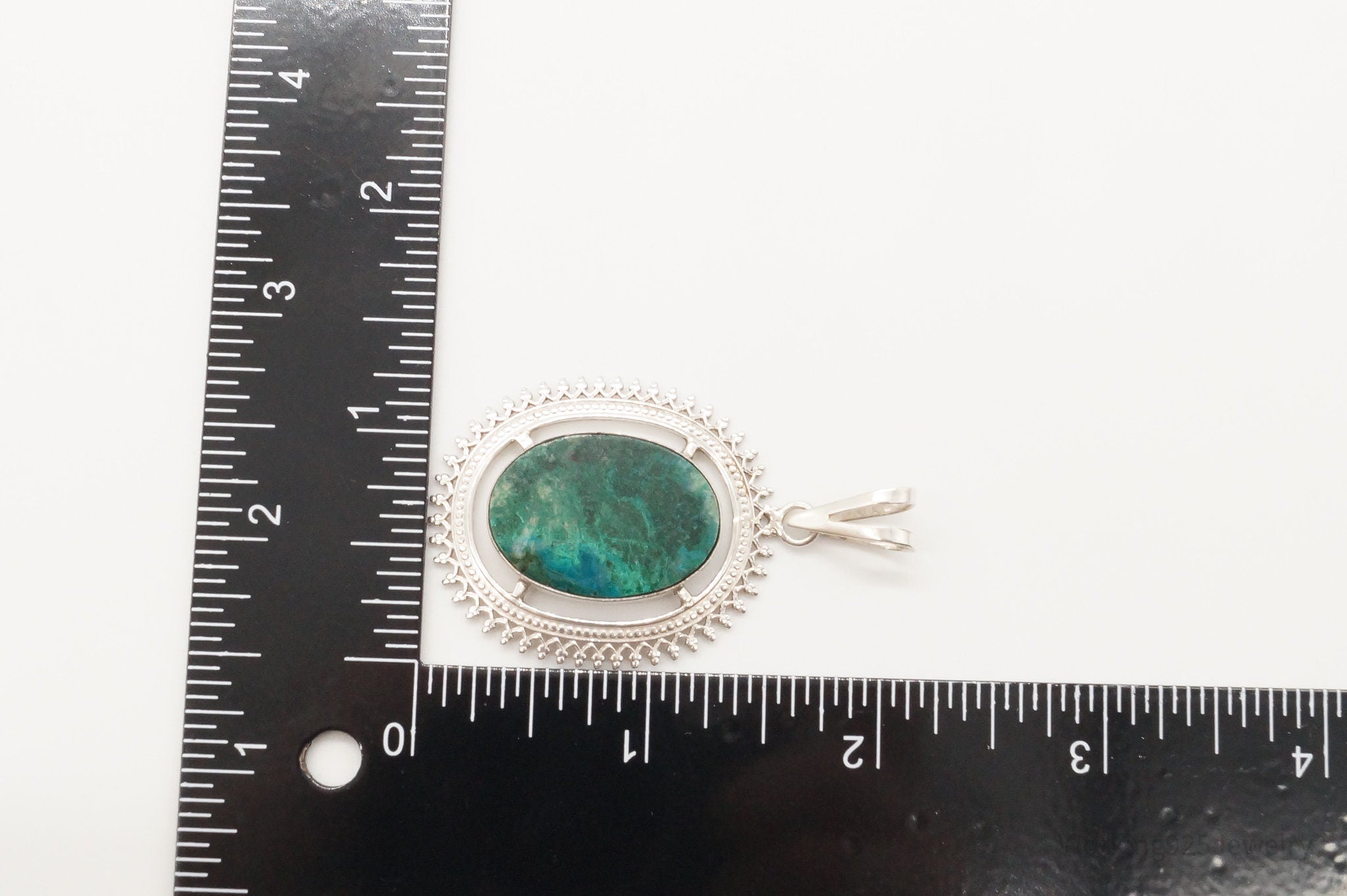 Vintage Large Chrysocolla Sterling Silver Pendant