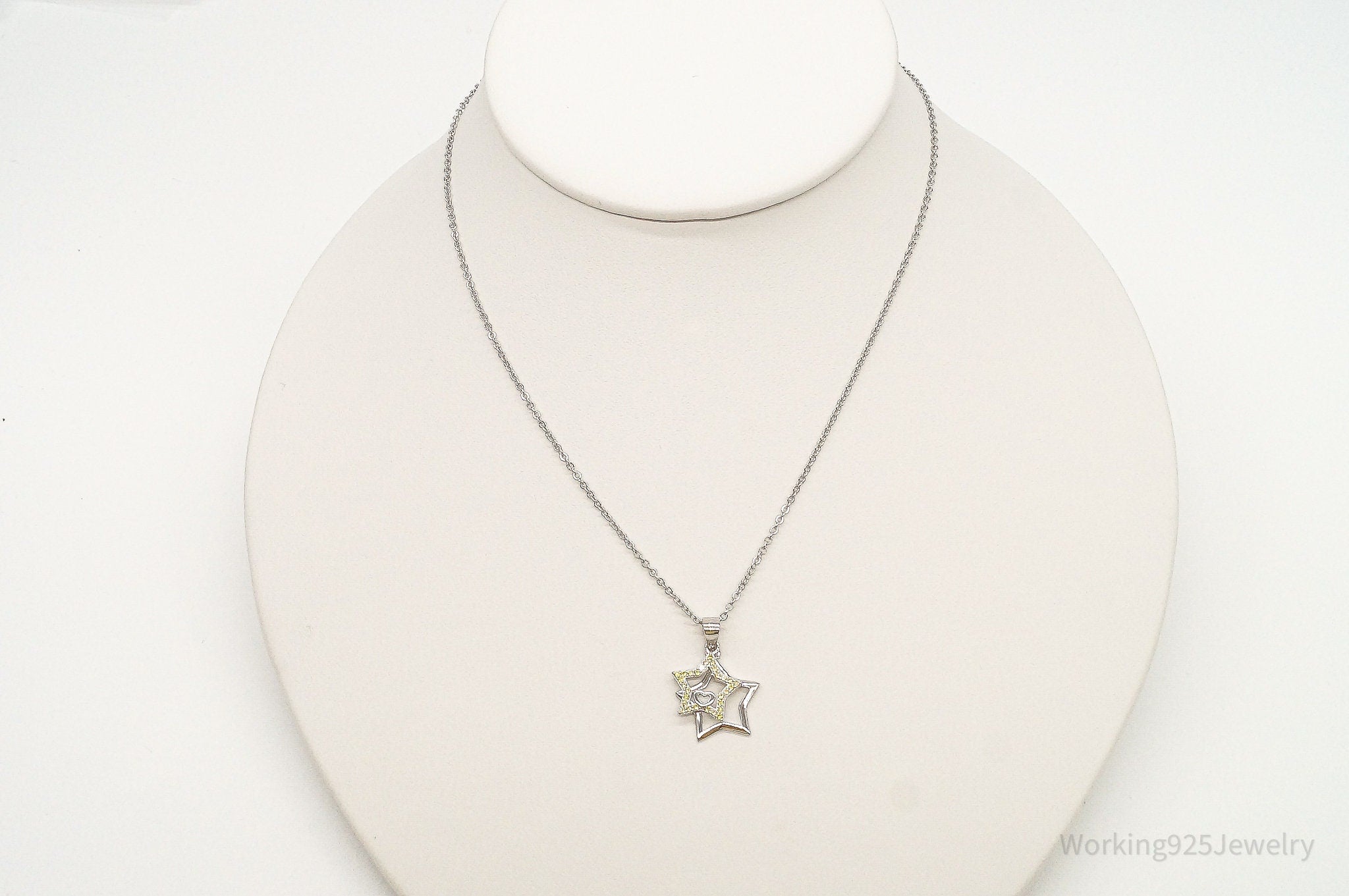 Designer Ryze Cubic Zirconia Stars Sterling Silver Necklace