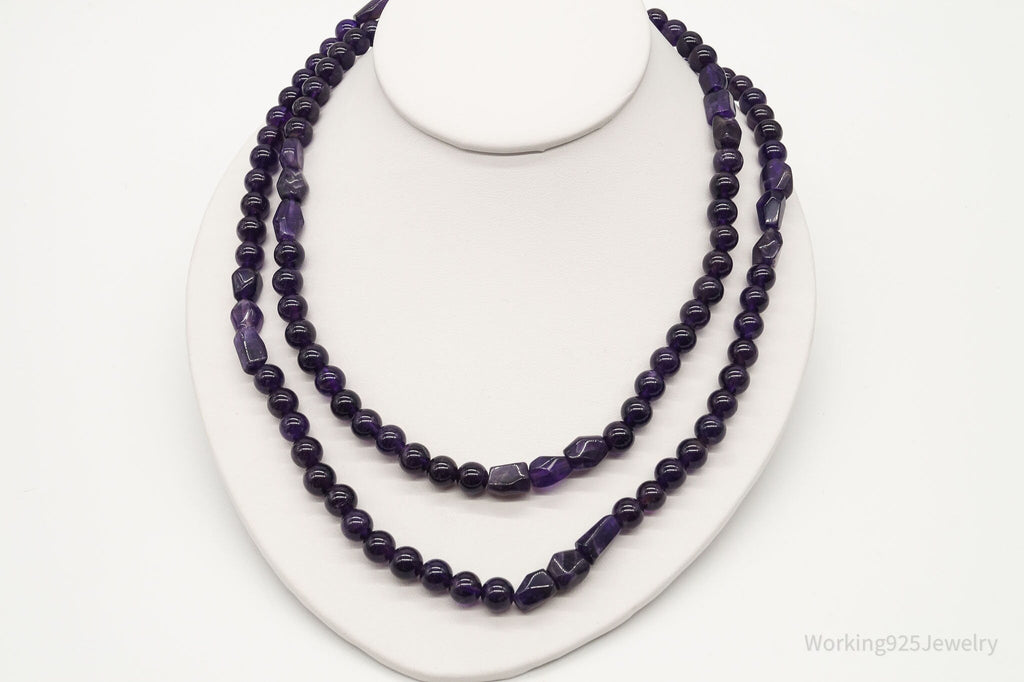 Vintage Desert Rose Trading Amethyst Bead Sterling Silver Necklace 40"