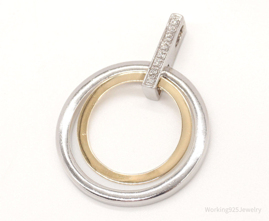 Vintage Designer Alwand Vahan 14K Gold Cubic Zirconia Sterling Silver Pendant