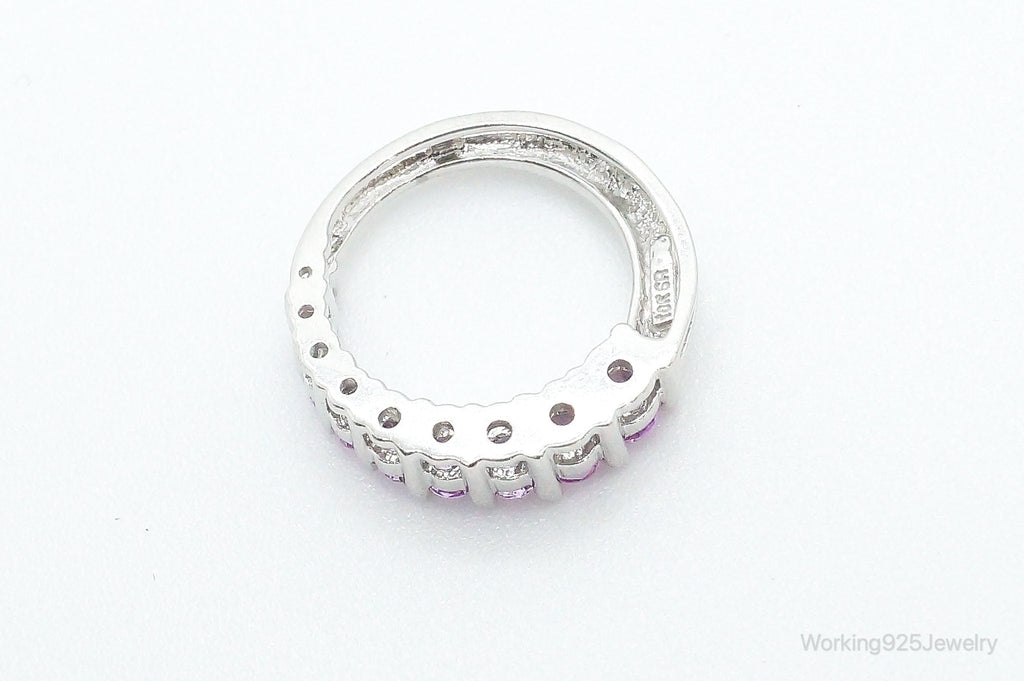 10K White Gold Pink Sapphire Sterling Silver Necklace Pendant