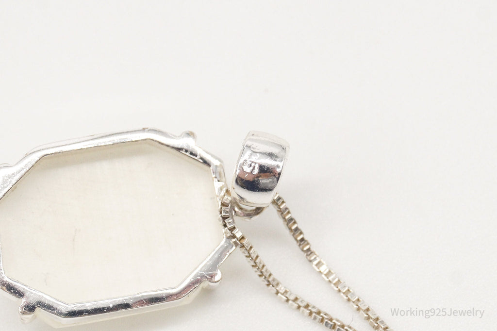 Vintage Art Deco Style Mother of Pearl Sterling Silver Necklace