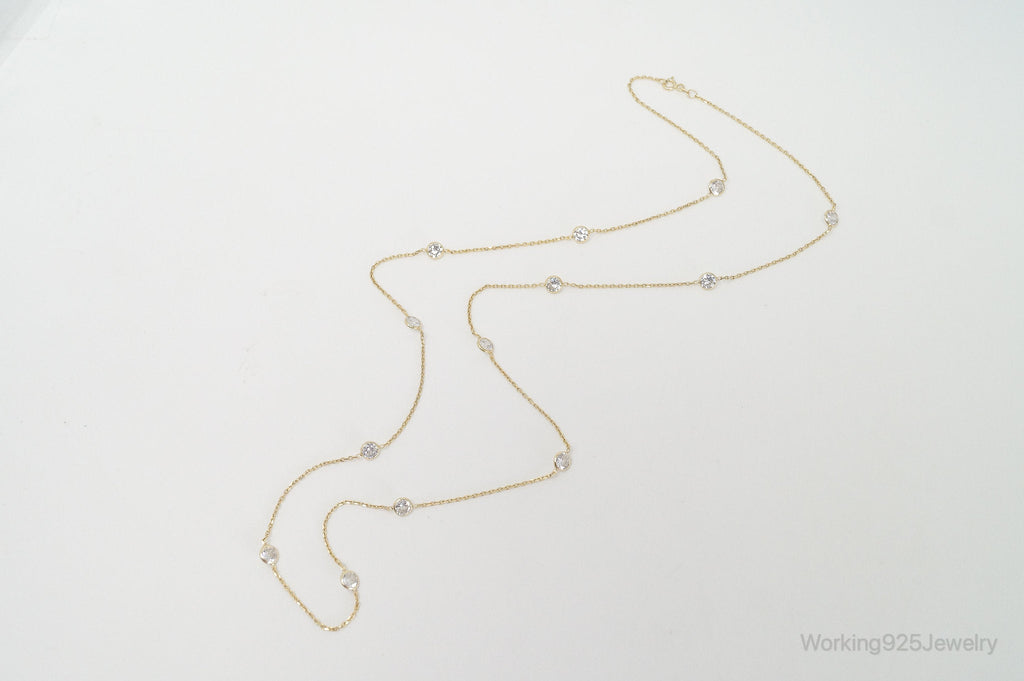 Vintage Gold Vermeil Cubic Zirconia Sterling Silver Necklace