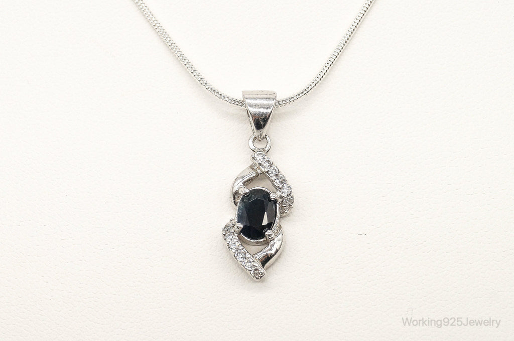 Sapphire Cubic Zirconia Sterling Silver Necklace