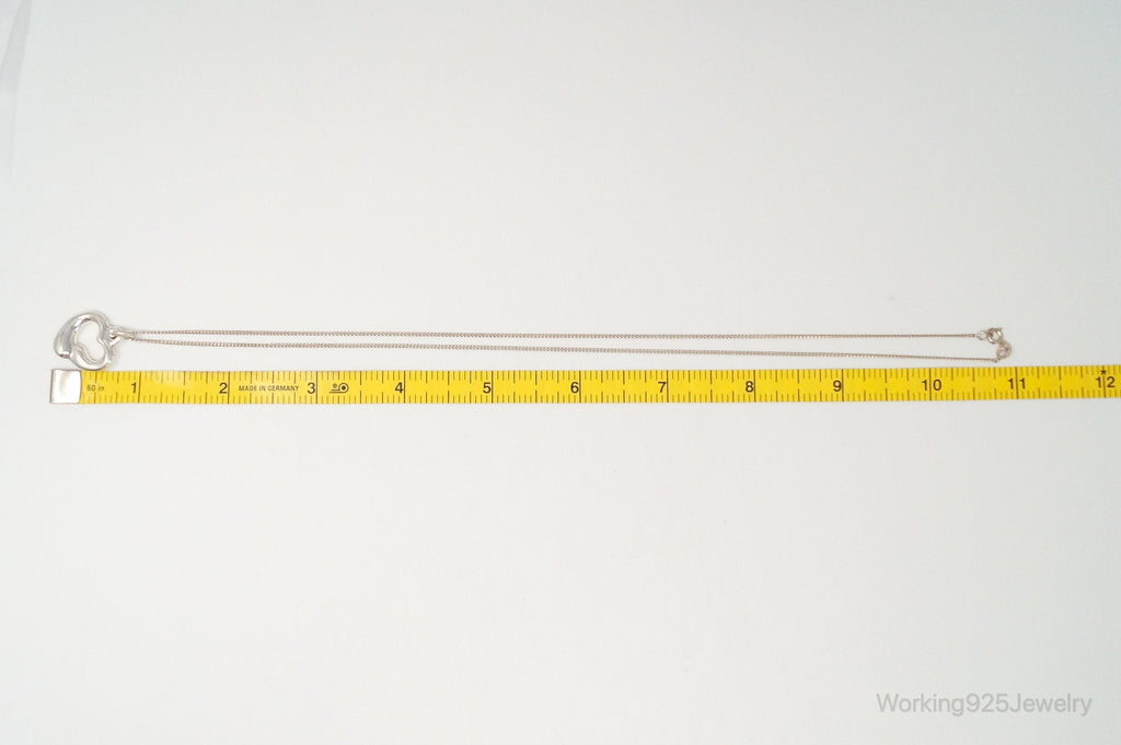 Vintage Puffy Hollow Heart Sterling Silver Necklace