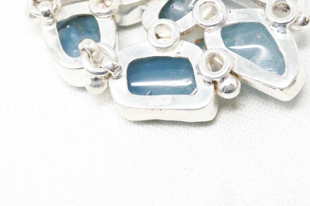 Vintage Blue Gemstone Cluster Southwestern Style Sterling Silver Pendant