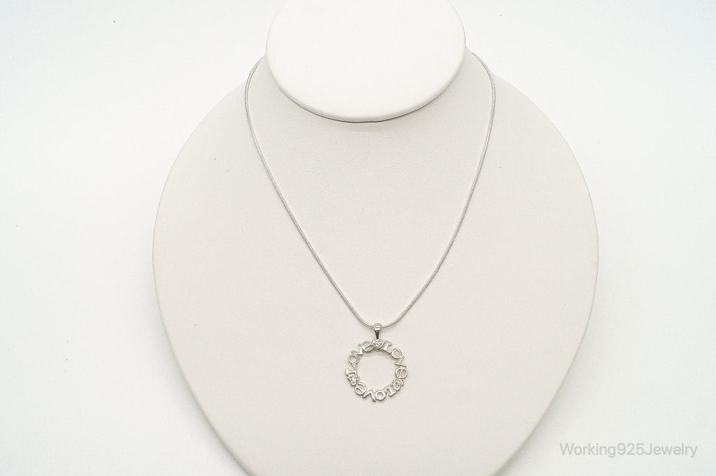 Vintage Cubic Zirconia "Love" Sterling Silver Necklace