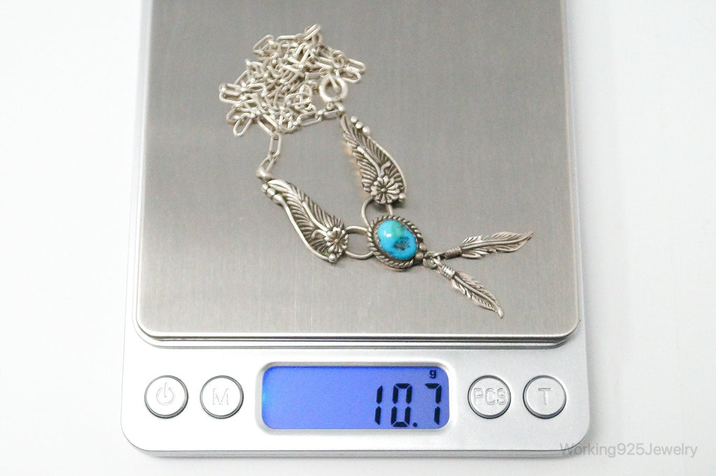 Vintage Native American Unsigned Turquoise Sterling Silver Necklace