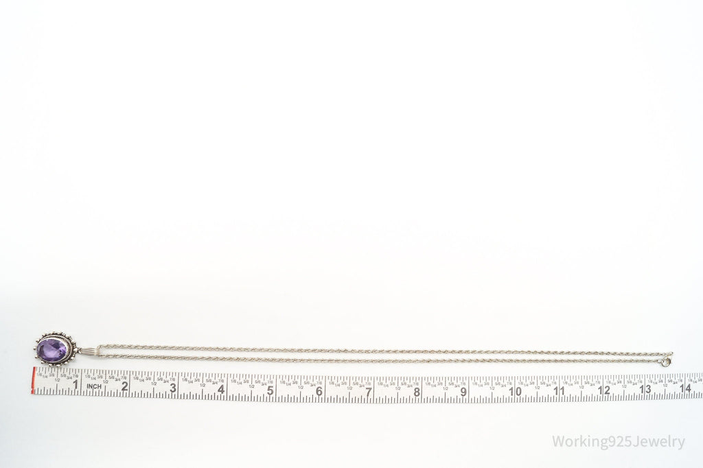 Vintage Amethyst Sterling Silver Chain Necklace