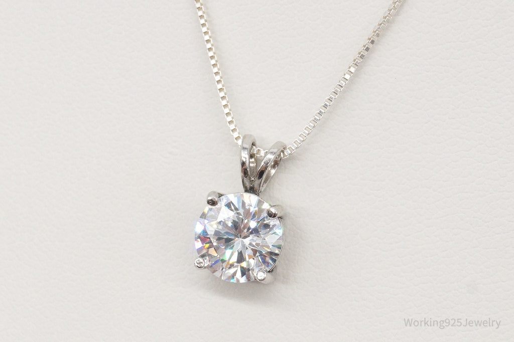 Vintage FAS Large Cubic Zirconia Sterling Silver Necklace