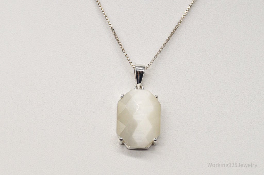 Vintage Art Deco Style Mother of Pearl Sterling Silver Necklace