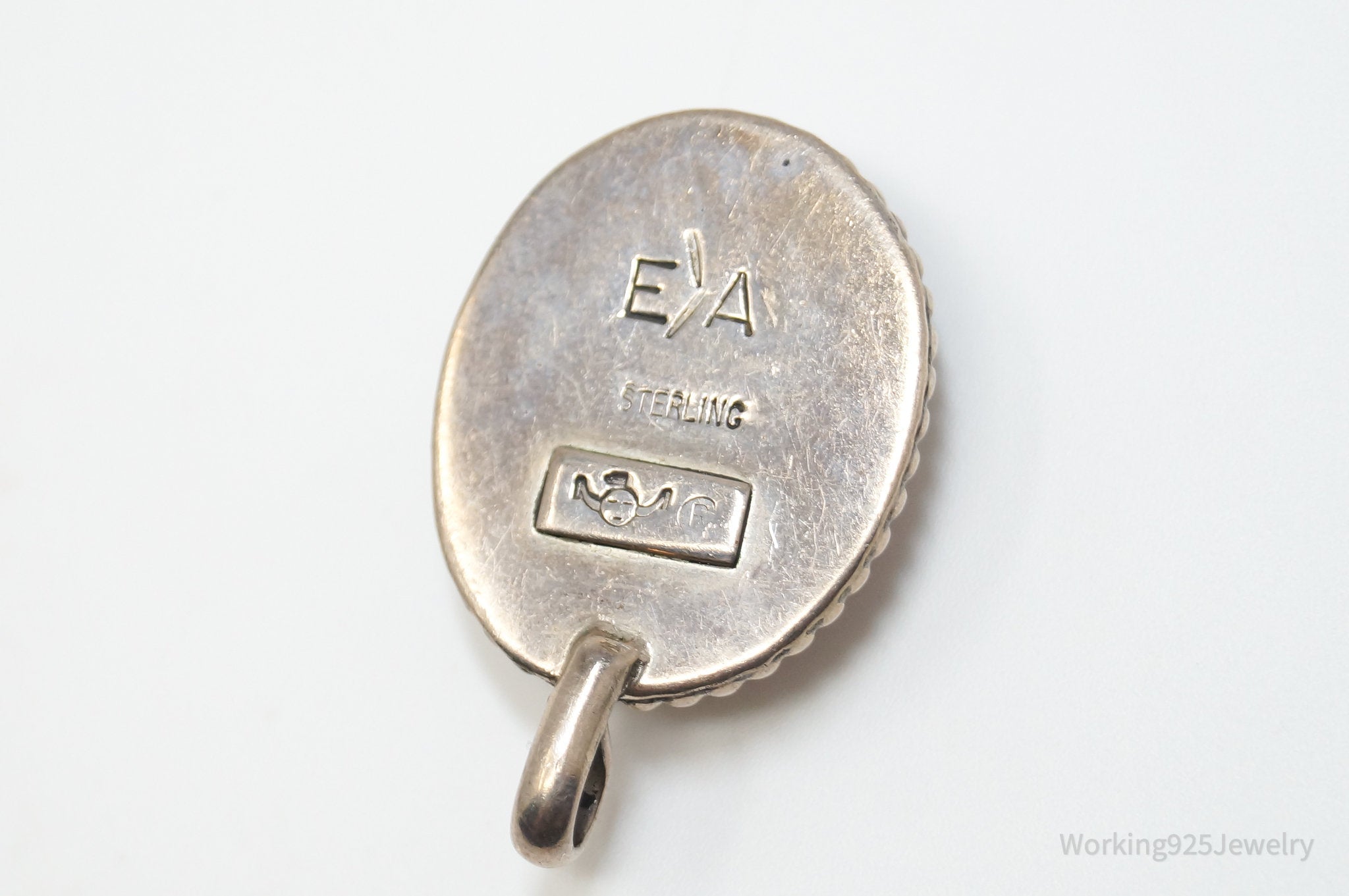 Vintage Handmade Native American EA Coral Sterling Silver Pendant